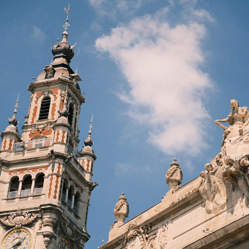 View of the Lille belfry, an iconic landmark of northern France