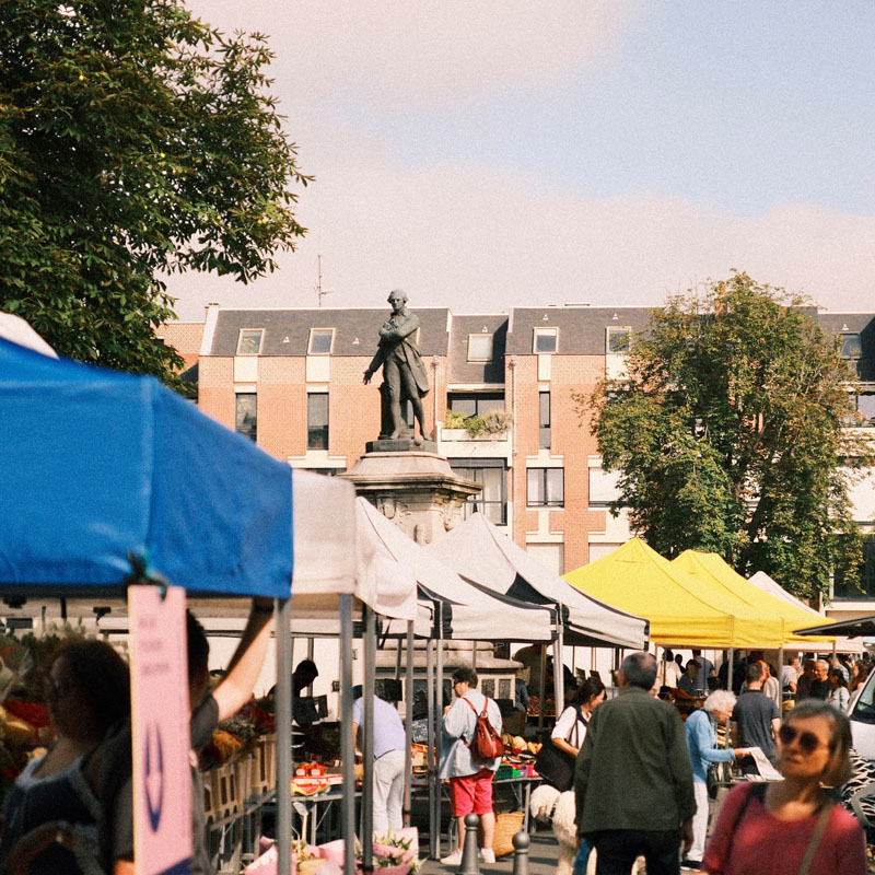 Sunday market on rue Saint-André in Lille, a vibrant local experience during your French immersion stay